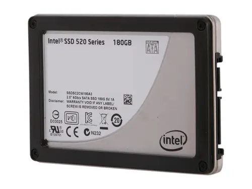 Intel 520 Series Cherryville 2.5' 180GB SATA III MLC Internal Solid State Drive (SSD) SSDSC2CW180A310
