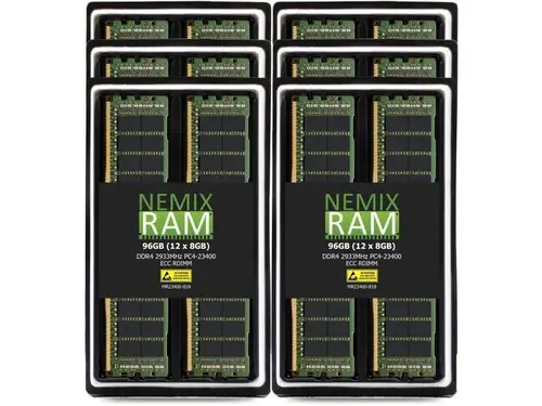 NEMIX RAM 96GB (12X8GB) DDR4 2933MHZ PC4-23400 1Rx8 1.2V CL21 288-PIN ECC RDIMM Registered Server Memory KIT Compatible with Dell Precision 7820...