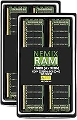 NEMIX RAM 128GB (4X32GB) DDR4 2933MHz PC4-23400 2Rx4 1.2V CL21 288-PIN ECC RDIMM Registered Server Memory KIT
