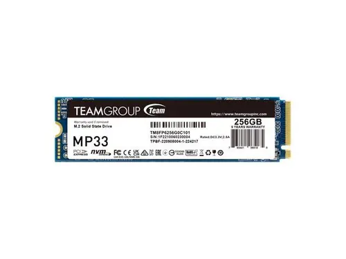 Team Group Team Group MP33 M.2 2280 256GB PCIe 3.0 x4 with NVMe 1.3 3D NAND Internal Solid State Drive (SSD) TM8FP6256G0C101