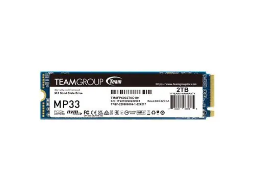 Team Group Team Group MP33 M.2 2280 2TB PCIe 3.0 x4 with NVMe 1.3 3D NAND Internal Solid State Drive (SSD) TM8FP6002T0C101