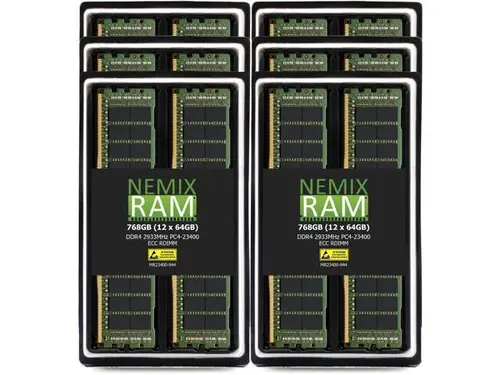NEMIX RAM 768GB (12X64GB) DDR4 2933MHZ PC4-23400 4Rx4 1.2V CL21 288-PIN ECC RDIMM Registered Server Memory KIT Compatible with Dell Precision 7920...
