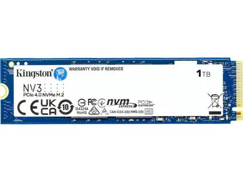 Kingston NV3 1TB Internal M.2 2280 PCIe 4.0 x4 NVMe Solid State Drive, Up to 6000MB/s Read 4000MB/s Write, 3D TLC NAND, 320TBW Endurance, Desktop...
