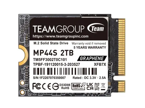Team Group MP44S M.2 2230 2TB PCIe 4.0 x4 with NVMe, STEAM Deck Compatible, Internal Solid State Drive (SSD) TM5FF3002T0C101