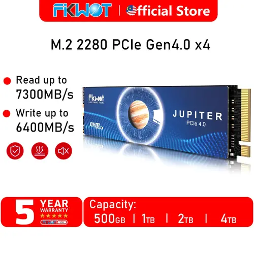 Fikwot SSD M.2 NVMe 2280 PCIe Gen4.0 SSD Hard Drive With Heatsink For PS5 PC LOT