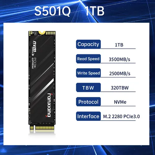 Fanxiang 1TB SSD M.2 2280 PCIe Gen 3 x 4 NVMe 3D Internal Solid State Drive LOT