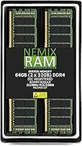 NEMIX RAM 64GB (2X32GB) DDR4 2933MHz PC4-23400 2Rx4 1.2V CL21 288-PIN ECC RDIMM Registered Server Memory KIT