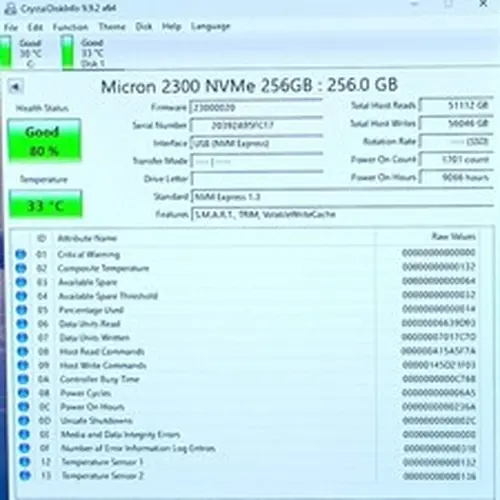 MTFDHBA256TDV Micron 2300 256GB TLC PCIE 3.0 x4 NVMe M.2 2280 Solid State Drive