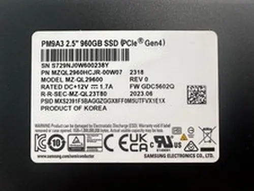 Samsung PM9A3 960GB U.2 PCIE GEN4 NVMe SSD Drive MZ-QL296000 GEN4 PCIE NEW✅❤️️✅