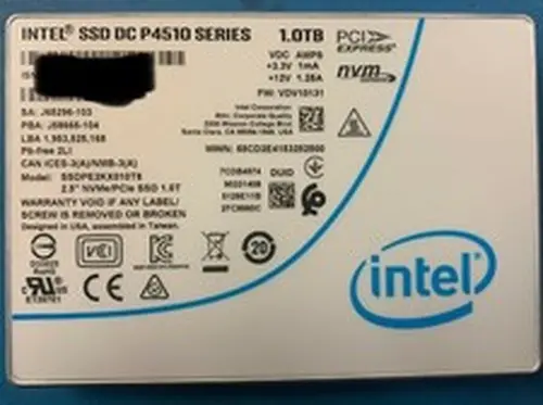 1TB NVMe U.2 15mm PCIe 3.0x4 Intel DC P4510 SSD