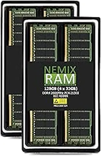 NEMIX RAM 128GB (4X32GB) DDR4 2666MHz PC4-21300 2Rx4 1.2V CL19 288-PIN ECC RDIMM Registered Server Memory KIT