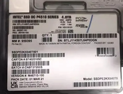 Intel P4510 4TB Series SSD NVME U.2.5" PCIe Solid State Drive SSDPE2KX040T801