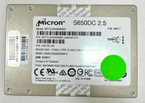 MICRON S650DC 800GB 2.5" SAS SSD Solid State Drive, Wiped - MTFDJAK800MBS