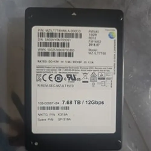 NETAPP X319_S16437T6ATE (P/N MZILT7T6HMLA) Samsung PM1643 7.68TB SAS SSD 99%