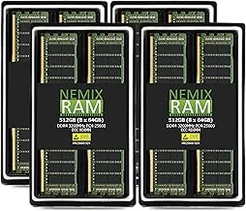512GB 8X64GB DDR4 3200MHz PC4-25600 2Rx4 1.2V CL22 288-PIN ECC RDIMM Registered NEMIX RAM Server Memory KIT