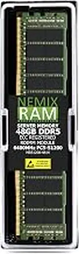 NEMIX RAM 48GB (1X48GB) DDR5 6400MHZ PC5-51200 CL52 2Rx4 1.1V 288-PIN ECC RDIMM Compatible with Samsung M321R6GA3PB2‐CCP Registered Server Memory