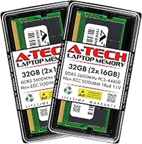 A-Tech 32GB Kit (2x16GB) RAM for Dell Alienware m16 R1, m16 R2, m18 R1, m18 R2 Gaming Laptop | DDR5 5600MHz PC5-44800 SODIMM 1Rx8 1.1V 262-Pin Non-ECC SO-DIMM Memory Upgrade