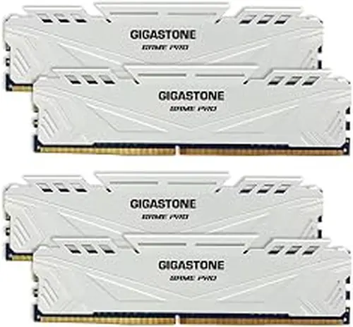 【DDR5 RAM】 GIGASTONE Game PRO 128GB Kit (4x32GB) DDR5 6000MHz PC5-48000 CL40-40-40-76 Intel XMP 3.0 AMD Expo 1.3v UDIMM 288 Pin Unbuffered Non ECC High Performance Gaming Desktop Memory – White