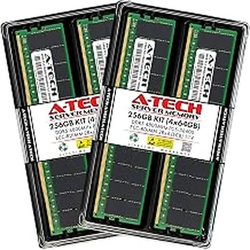 A-Tech 256GB Kit (4x64GB) RAM for Dell PowerEdge HS5620, R660, R6615, R760, R760xa, R760xd2, R7615, R7625, R960, XE9640 | DDR5 4800MHz PC5-38400 EC8 RDIMM 2Rx4 ECC Registered Server Memory Upgrade