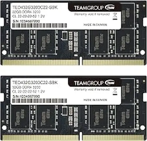 TEAMGROUP Elite DDR4 64GB Kit (2 x 32GB) 3200MHz PC4-25600 CL22 (2933MHz or 2666MHz) Unbuffered Non-ECC 1.2V SODIMM 260-Pin Laptop Notebook PC Computer Memory Module Ram Upgrade - TED464G3200C22DC-S01