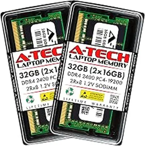 A-Tech 32GB Kit (2x16GB) RAM for Dell XPS 15 9560 Laptop | DDR4 2400MHz PC4-19200 SODIMM 2Rx8 1.2V 260-Pin Non-ECC SO-DIMM Memory Upgrade