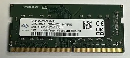 8GB PC4-25600 DDR4-3200MHZ SODIMM Notebook PC Ram PC4-3200AA NT8GA64D88CX3S-JR (CL22, Non-ECC, 260-Pin, Intel and AMD Compatible) Laptop Memory (OEM New)