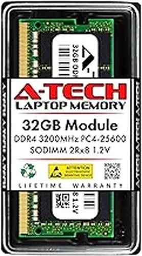 A-Tech 32GB RAM for Lenovo ThinkPad E16 Gen 1 (AMD/Intel) Laptop | DDR4 3200MHz PC4-25600 SODIMM 2Rx8 1.2V 260-Pin Non-ECC SO-DIMM Memory Upgrade