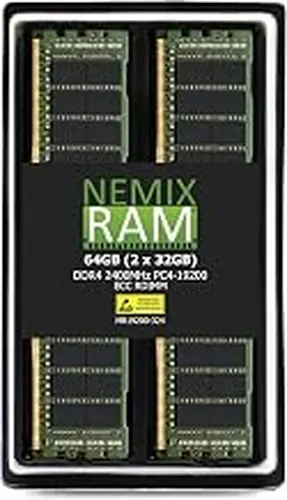NEMIX RAM 64GB (2X32GB) DDR4 2400MHz PC4-19200 2Rx4 1.2V CL17 288-PIN ECC RDIMM Registered Server Memory KIT