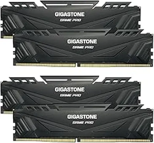 【DDR4 RAM】 GIGASTONE Game PRO 64GB Kit (4x16GB) DDR4 3600MHz PC4-28800 CL 18-22-22-42 Intel XMP 2.0 AMD Ryzen 1.35V UDIMM 288 Pin Unbuffered Non ECC High Performance Gaming Desktop Memory - Black