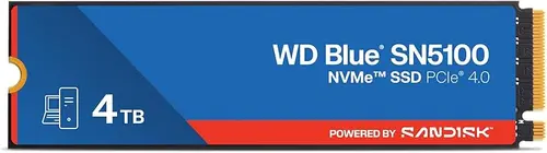 WD Blue 4TB SN5100 NVMe SSD - M.2 2280, PCIe Gen 4.0, Internal Solid State Drive - Read Speeds Up to 6,900MB/s, Upgrade Storage for PC/Laptops - WDS400T5B0E