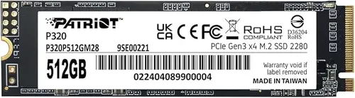 Patriot P320 512GB PCIe Gen 3x4 M.2 2280 SSD