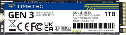 Timetec 1TB SSD NVMe PCIe Gen3x4 8Gb/s M.2 2280 3D NAND High Performance SLC Cache Read/Write Speed Up to 2,000/1,600 MB/s Internal Solid State Drive for PC Laptop and Desktop (1TB)