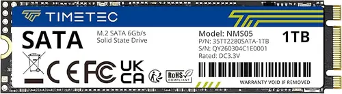 Timetec 1TB SSD 3D NAND SATA III 6Gb/s M.2 2280 NGFF 512TBW Read Speed Up to 550MB/s SLC Cache Performance Boost Internal Solid State Drive for PC Computer Laptop and Desktop (1TB)