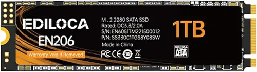 Ediloca EN206 1TB SSD M.2 SATA III 6Gb/s 3D TLC NAND, M.2 2280 SSD Internal Solid State Drive, Read/Write Speed up to 550/480 MB/s, Compatible with Laptop & PC Desktop
