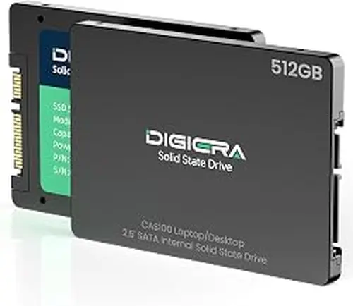 DIGIERA 512GB 2.5" SATA SSD III, Internal Solid State Read 550MB/s Write 520MS/s, CAS100 Internal SATA SSD for Desktop Laptop PC NAS