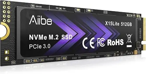 Aiibe 512GB NVMe M.2 SSD Internal Solid State Drive NVMe PCIe 3.0 512GB SSD Read Speeds Up to 1800MB/s for Laptop, PC, Gaming, Video Editing