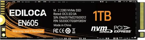 Ediloca EN605 1TB SSD M.2 2280, NVMe1.3 PCIe Gen3 x4 SSD, 3D TLC NAND, Internal Solid State Drives, Read/Write Speed up to 2100/1800 MB/s, Compatible with Laptop & PC Desktop