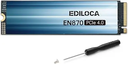 Ediloca 2TB SSD NVMe M.2 2280 PCIe Gen4 x4 Internal Solid State Drive, 2TB NVME SSD Read Speed up to 7400MB/s, Dynamic SLC Cache, Compatible with PS5, Gaming PC, and Laptop(EN870)