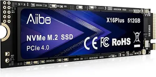 Aiibe 512GB NVMe M.2 SSD Internal Solid State Drive PCIe 4.0 M.2 2280 512G SSD Read Speeds Up to 7100MB/s for Laptop, PC, Gaming, Video Editing, PS5