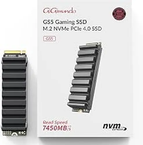 GiGimundo GS5 1TB TLC PCIe Gen4x4 NVMe SSD for PS5 - Blast Through Load Times with 5000MB/s Speed with Heatsink, Up to 7450MB/s for Desktop PC