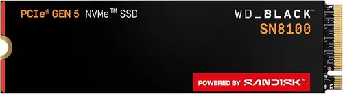 WD_Black SN8100 4TB NVMe SSD - PCIe 5.0x4, M.2 2280, Up to 14,900MB/s Read Speed, up to 11,000MB/s Write Speed, Best for AI Applications, Gaming, and Video Editing - WDS400T1X0M