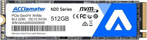 Acclamator 512GB SSD NVMe M.2 2280 PCIe Gen3x4 Internal Solid State Drive, Read Up to 2200MB/s with 3D NAND Flash Compatible with Laptop & PC Desktop N20