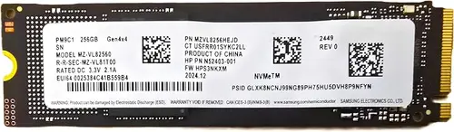 Samsung PM9C1 256GB, NVMe SSD, M.2 2280, PCIe 4.0 x4, TLC 3D-NAND, Read Speed 4000MB/s, MZVL8256HEJD - OEM BULK