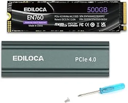 500GB M.2 2280 NVMe SSD with Heatsink, PCIe Gen4.0 Internal Solid State Drive Compatible with PS5/PC, Up to 4800MB/s 3D NAND TLC Dynamic SLC Cache, for PS5 Storage Expansion, 5Year Warranty EN760