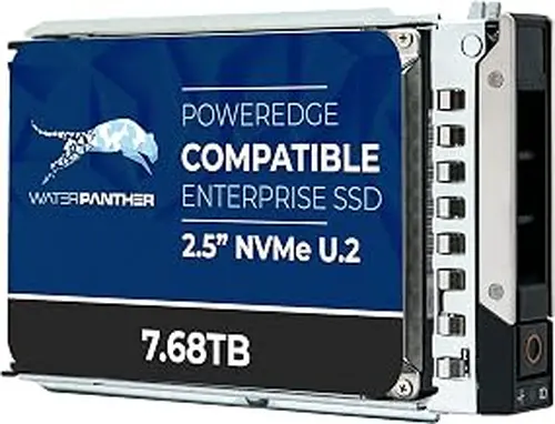 Water Panther 7.68TB 3D TLC PCIe 3.0 x4 NVMe U.2.5" SSD for Dell PowerEdge Servers | Mixed-Use | Enterprise Solid State Drive in 14G Tray Compatible with 0J4HP5 R740xd (Renewed)