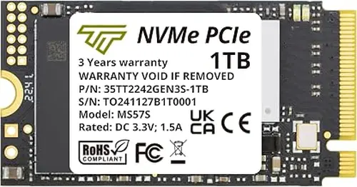 Timetec 1TB M.2 2242 NVMe SSD - PCIe Gen3x4, Single Sided, Read/Write Up to 2,500/1,700 MB/s, Compatible with Lenovo ThinkPad X1 Nano Gen 2 & ThinkPad 11e Yoga Gen 6 Laptops