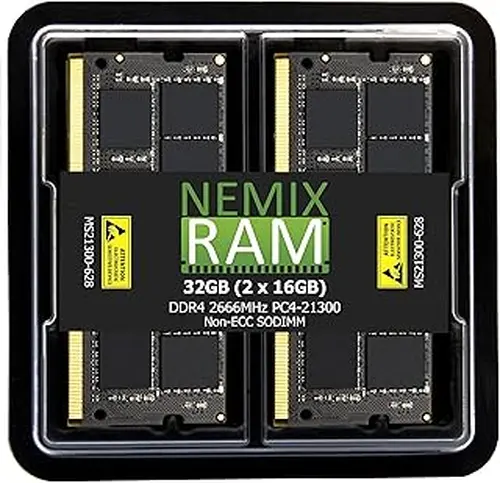 NEMIX RAM 32GB (2X16GB) DDR4 2666MHz PC4-21300 2Rx8 1.2V CL19 260-PIN Non-ECC Unbuffered SODIMM KIT Laptop Memory