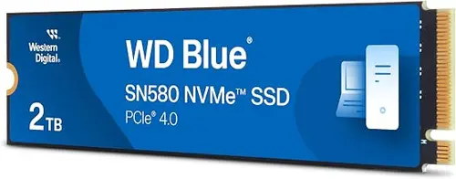 Western Digital Internal SSD 2TB WD Blue SN580 (Read Up to 4,150MB/sec) M.2-2280 NVMe WDS200T3B0E-EC