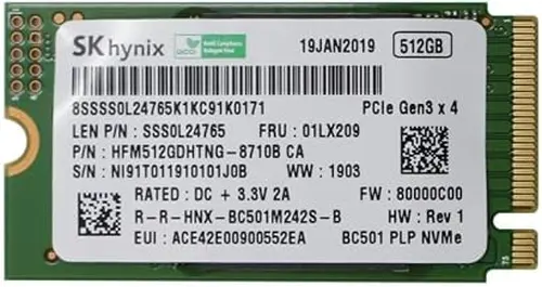 SK Hynix BC511 512GB M.2 2242 42mm NVMe PCIe Gen 3 x4 TLC SSD (SSS0V27609) for ThinkPad ProBook Latitude EliteBook Ideapad Inspiron Laptop Ultrabook Tablet - Internal Solid State Drive (OEM New)
