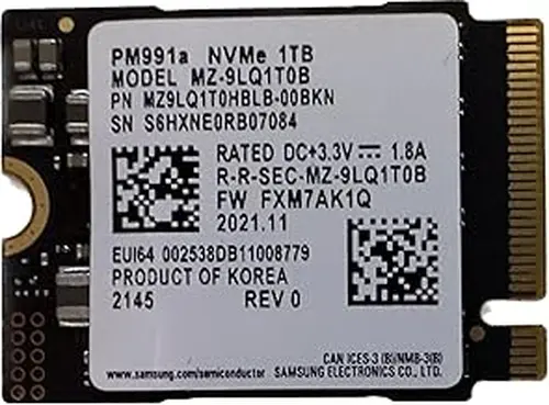 SAMSUNG 1TB M.2 2230 30mm PM991a NVMe PCIe Gen3 x4 TLC SSD (MZ9LQ1T0HBLB) for Xbox Surface Pro Steam Deck Dell HP Lenovo Laptop Ultrabook Tablet - Internal Solid State Drive (OEM New)